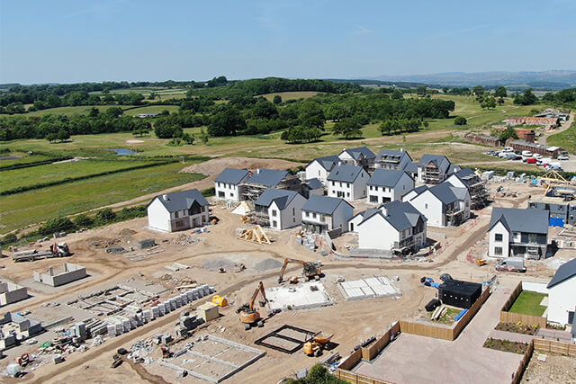 Aerial view of a property development site